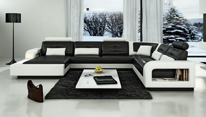 Modern sectional sofa upholstery couch leather sectional living landscape U-shape