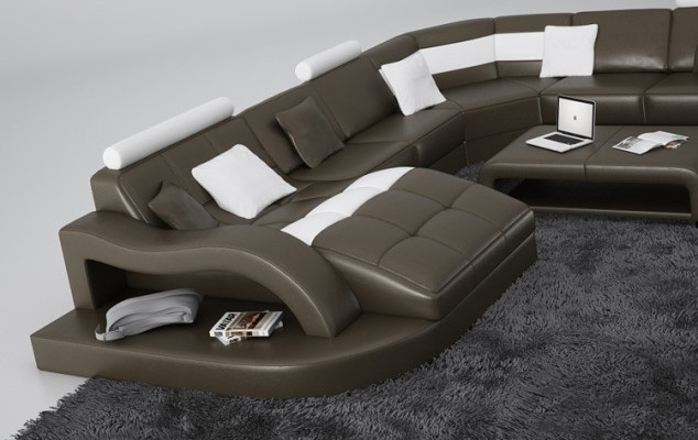 Modern Sofa Corner Set U-Shaped Upholstered Seating Corner Couch + Coffee Table Complete