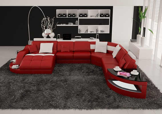 Modern Sofa Corner Set U-Shaped Upholstered Seating Corner Couch + Coffee Table Complete
