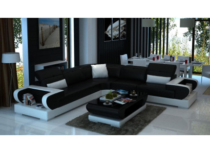 Designer sofa couch corner sofa luxury upholstery set living landscape L-shape LED