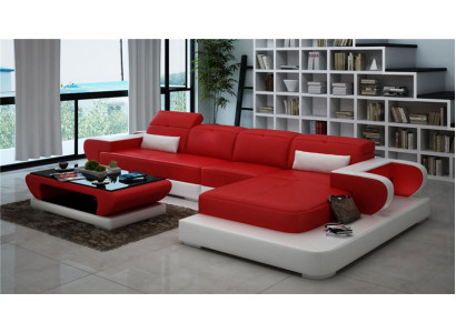 Corner sofa leather sofa set corner upholstery stool set red designer couch new