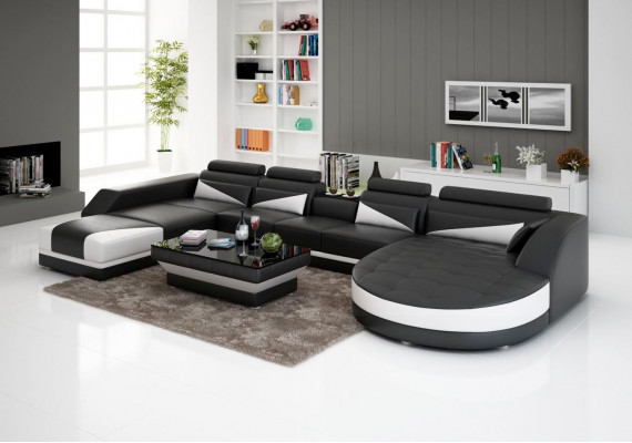 XXL living landscape U-shape corner sofa sofa couch upholstery set leather new