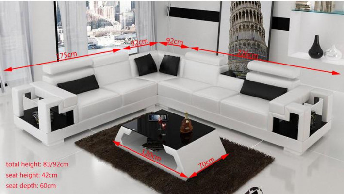 Corner sofa leather + coffee table corner sofa couch upholstery set living landscape corner
