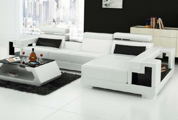 Luxurious leather sofa corner couch upholstery corner set + coffee table 2-piece set couch