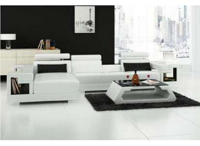 Luxurious leather sofa corner couch upholstery corner set + coffee table 2-piece set couch