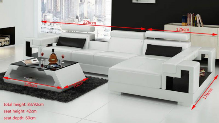 Luxurious leather sofa corner couch upholstery corner set + coffee table 2-piece set couch