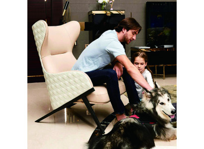 Armchair Design Couch Sofa Seat Luxury Beige New Relax Leather Lounge Club Upholstery