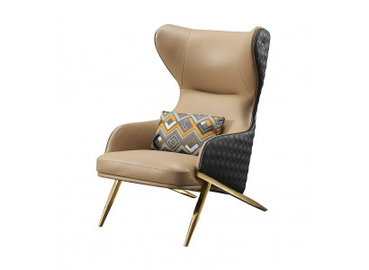 Chair Relax Leather Lounge Club Upholstery Design Couch Sofa Seat Luxury Beige New