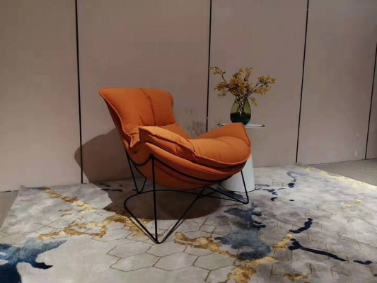 Luxury Chair Upholstery Cocktail Relax Lounge Club Chairs Furniture Design Armchair Orange
