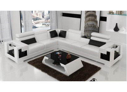 Corner sofa leather + coffee table corner sofa couch upholstery set living landscape corner