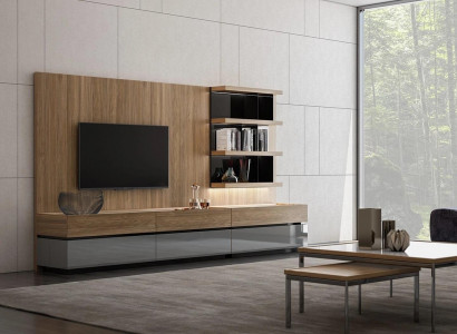 Living room furniture wall unit 320 cm furnishing brown luxury wall shelves