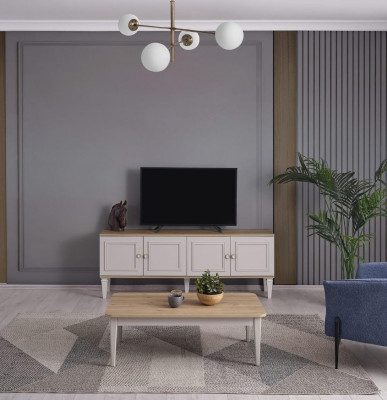 TV stand cabinet RTV lowboard living room gray wood sideboard modern