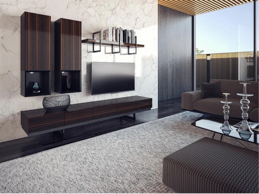 Living Room Set TV Stand 2x Wall Cabinet Design Furniture Modern Wall Shelf