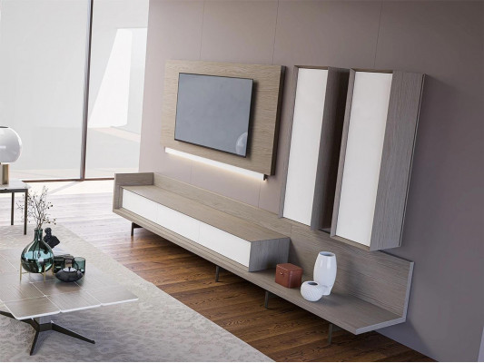 Wall unit TV stand TV frame furniture 2x wall cabinet design modern set