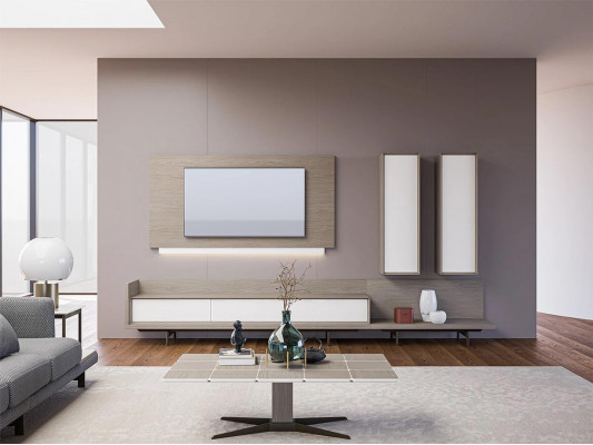 Wall unit TV stand TV frame furniture 2x wall cabinet design modern set
