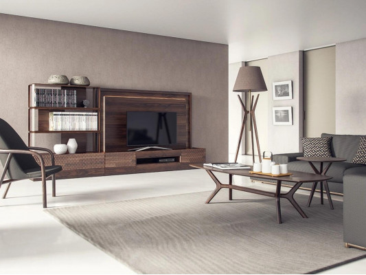 Luxury living room wall unit TV stand wood furniture bookshelves new TV frame