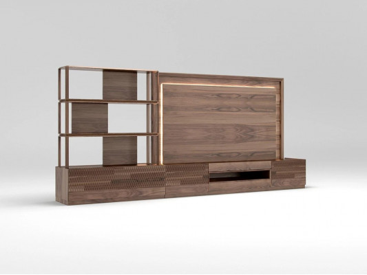 Luxury living room wall unit TV stand wood furniture bookshelves new TV frame