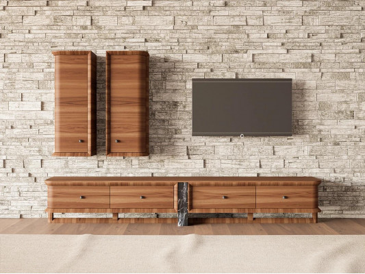 Complete wall unit living room TV stand 2x wall cabinet wooden furniture