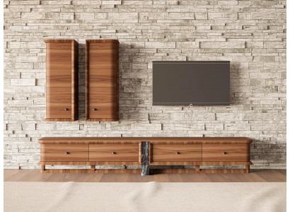 Complete wall unit living room TV stand 2x wall cabinet wooden furniture