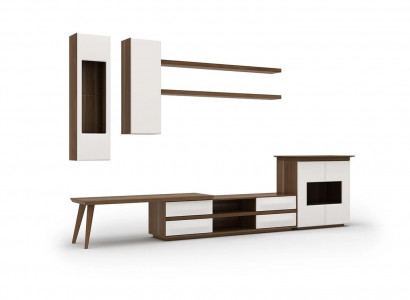 Living Room Complete Set 7-piece TV Stand + Coffee Table Wood Furniture Modern Display Cabinet