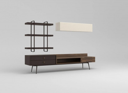 Brown complete living room furniture wall cabinet living wall TV stand wall shelves