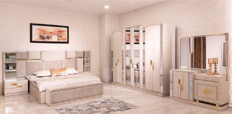Luxury Double Bed Set 2x Bedside Tables Modern Designer Bedroom Furniture