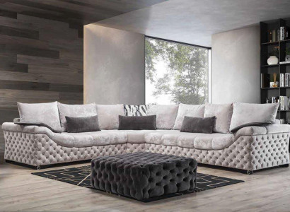 Beige sectional sofa design couch wood with fabric living room L shape sofas new