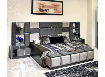 Bedroom luxury double bed 2x nightstands complete modern furnishings