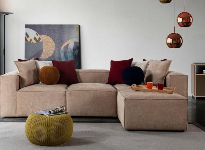 Beige living room luxury corner sofa L-shaped sofa upholstery modern couches new