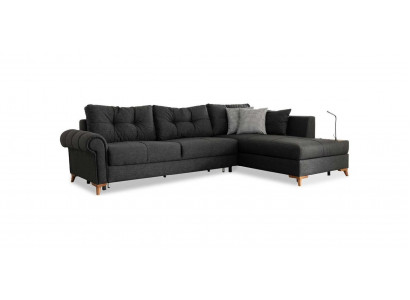Black corner sofa modern L-shape couch living room upholstered corner couch new