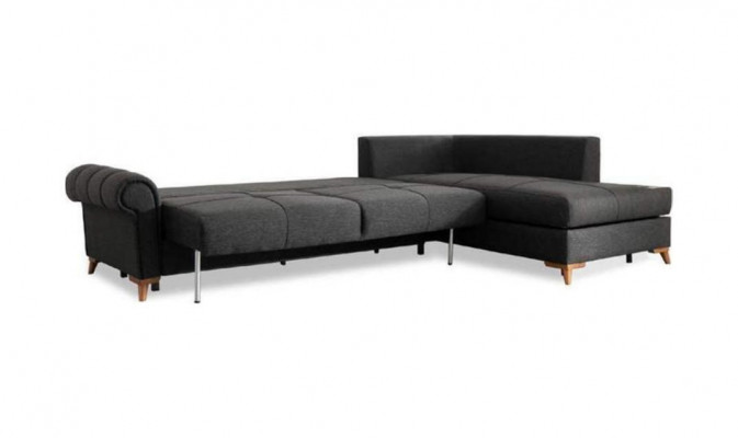 Black corner sofa modern L-shape couch living room upholstered corner couch new