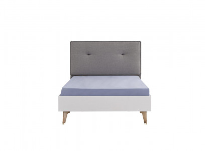 Children's bed 100 cm youth bed wood gray children's room fabric modern