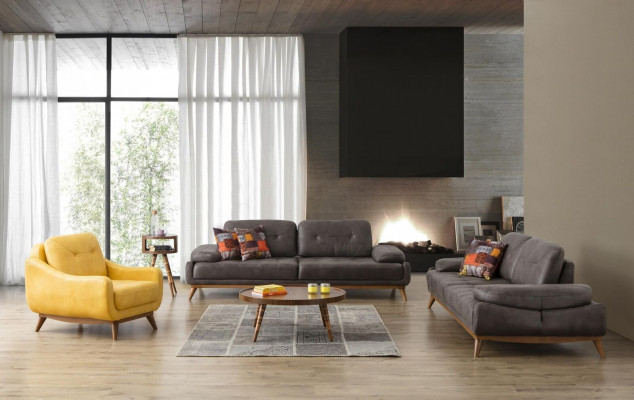 Stylish Living Room Designer Suite Three-Seater Modern Armchair 2-Piece Set