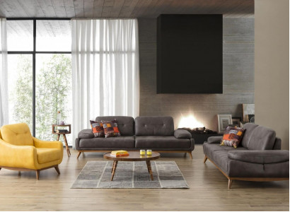 Stylish Living Room Designer Suite Three-Seater Modern Armchair 2-Piece Set