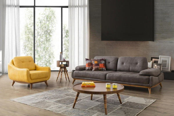 Stylish Living Room Designer Suite Three-Seater Modern Armchair 2-Piece Set
