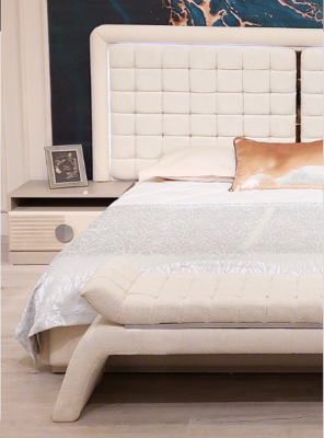 Designer modern bedroom set luxury bed with 2 nightstands new furniture