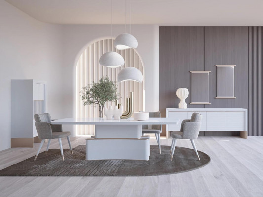 Design Complete Dining Room 7-Piece Set Modern Dining Table Sideboard Wooden Cabinet New Display Cabinet