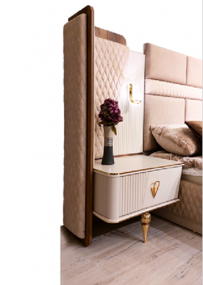 Bedroom set luxury design bed 2x nightstands modern furnishings