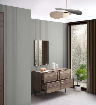 Dresser with Mirror Bedroom Console Wood Brown Set 2pcs Modern