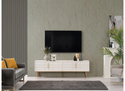 Lowboard TV Stand Sideboard Modern Cabinet RTV Living Room White Wood