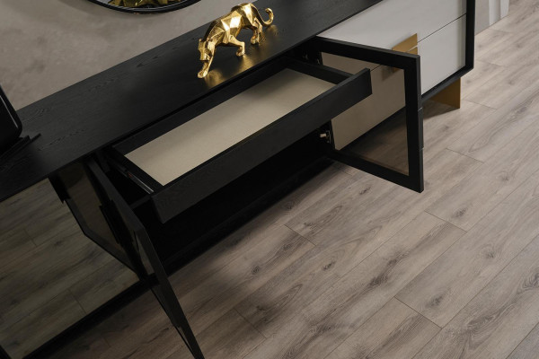 Black Living Room Set Designer Sideboard Luxury Mirror 2-Piece Set New