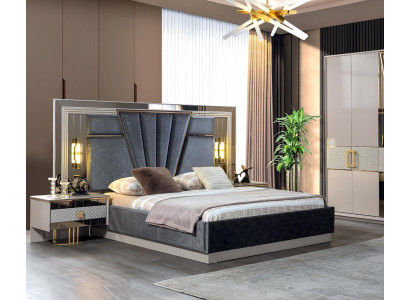 Bedroom set bed with 2x nightstands complete luxury furnishings modern