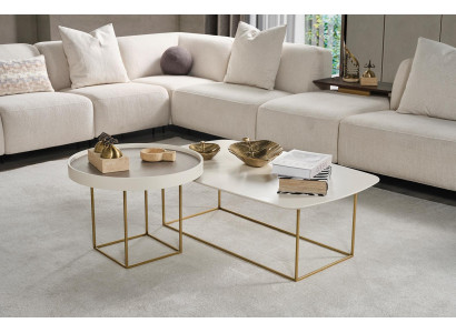 Living room coffee table set designer round table semi-circular stainless steel table