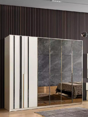 Wardrobe luxury bedroom wooden cabinet glass cabinet furniture design