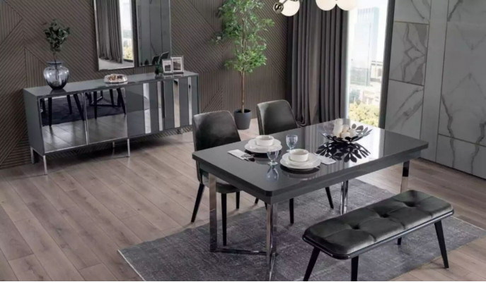 Complete set dining table 4x chairs dining room set dining group sideboard 8-piece