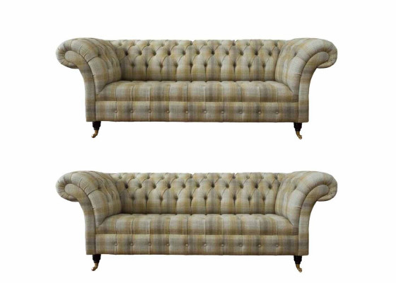 Designer Chesterfield sofa set sofa couch upholstery set in 3+3 seater