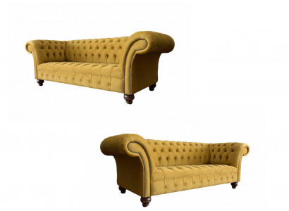 Luxury Chesterfield Sofa 2x 2-Seater Couch Fabric Modern Sofas New Set