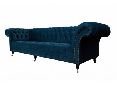 Designer Luxury Chesterfield Sofa 4-Seater Couch Upholstered Sofas Furniture Blue