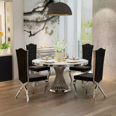 Round Table Golden Foot Chrome Round Table Dining Tables Luxury 130cm