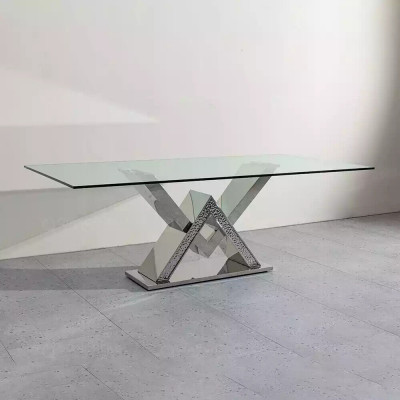 Luxury dining table pedestal table silver dining tables dining room table glass table